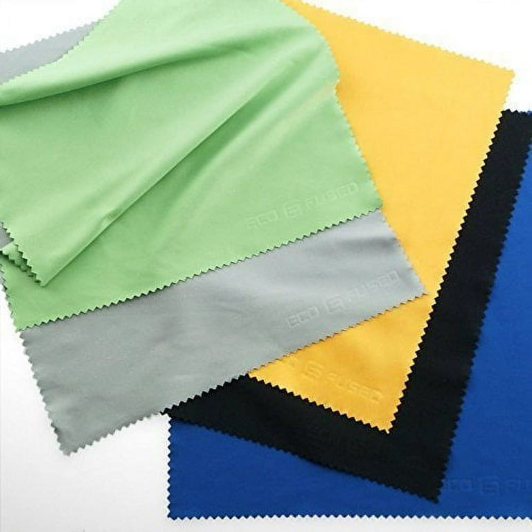 EXTRA LARGE MICROFIBER CLEANING CLOTHS - 5 PACK - 8 X 8 INCH (BLACK, GREY,  GREEN, BLUE, YELLOW) 