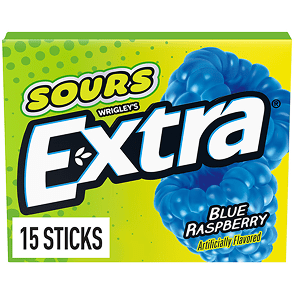 Extra Sours Blue Raspberry Sugar Free Chewing Gum - 15 Stick Pack