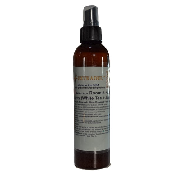 EXTRADEL 8 oz Room Spray & Fabric Freshener Hotel Inspired White Tea & Jasmine Odor Eliminating Plant Based Signature Scent Blend,