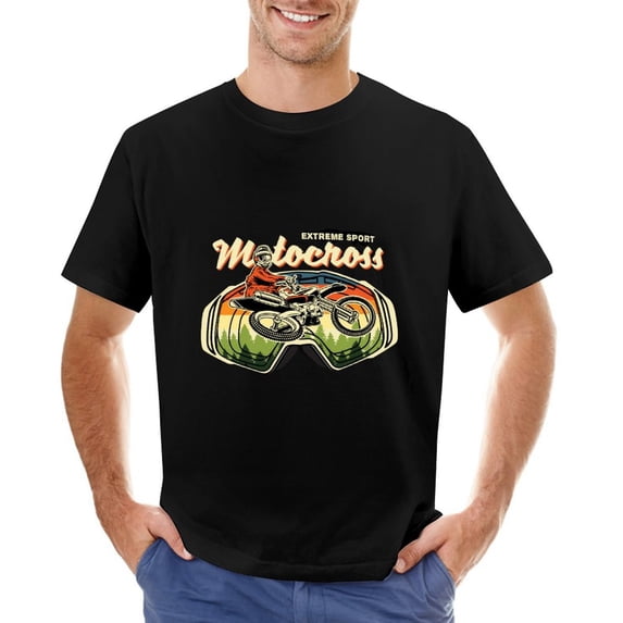 EXTRAME SPORT MOTOCROSS Men’s Graphic T-shirt Vintage Short Sleeve Sport Tee Black XL