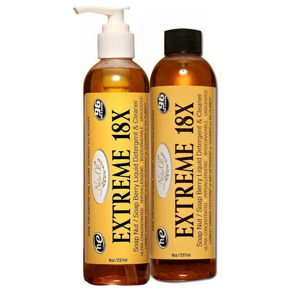 EXTREME - (2 Pack) 18X Soap Berry Liquid Laundry Soap - All Natural And Cleaner - Highly-Concentrated, Sulfate-, Allergy-, Unscented.