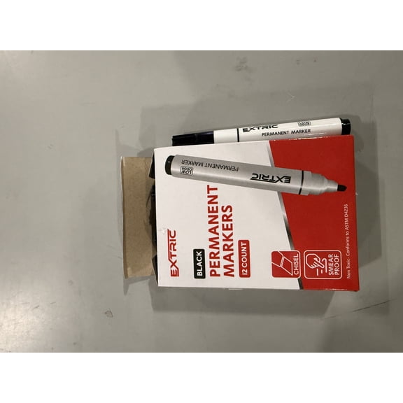 EXTRIC PERMANENT MARKERS 12 COUNT SMEAR PROOF - BLACK