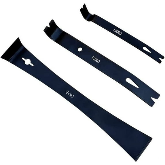 EXXO TOOLS Pry Bar Scraper Set - 3 Piece Pry Bar Set 5-1/2" Flat Pry bar 7-1/2" Flat Bar 9-1/2" Trim Pry Tool Scraper Tool Nail Puller Tool Tack Puller 3 Pc Utility Tool Set Trim Removal Tool