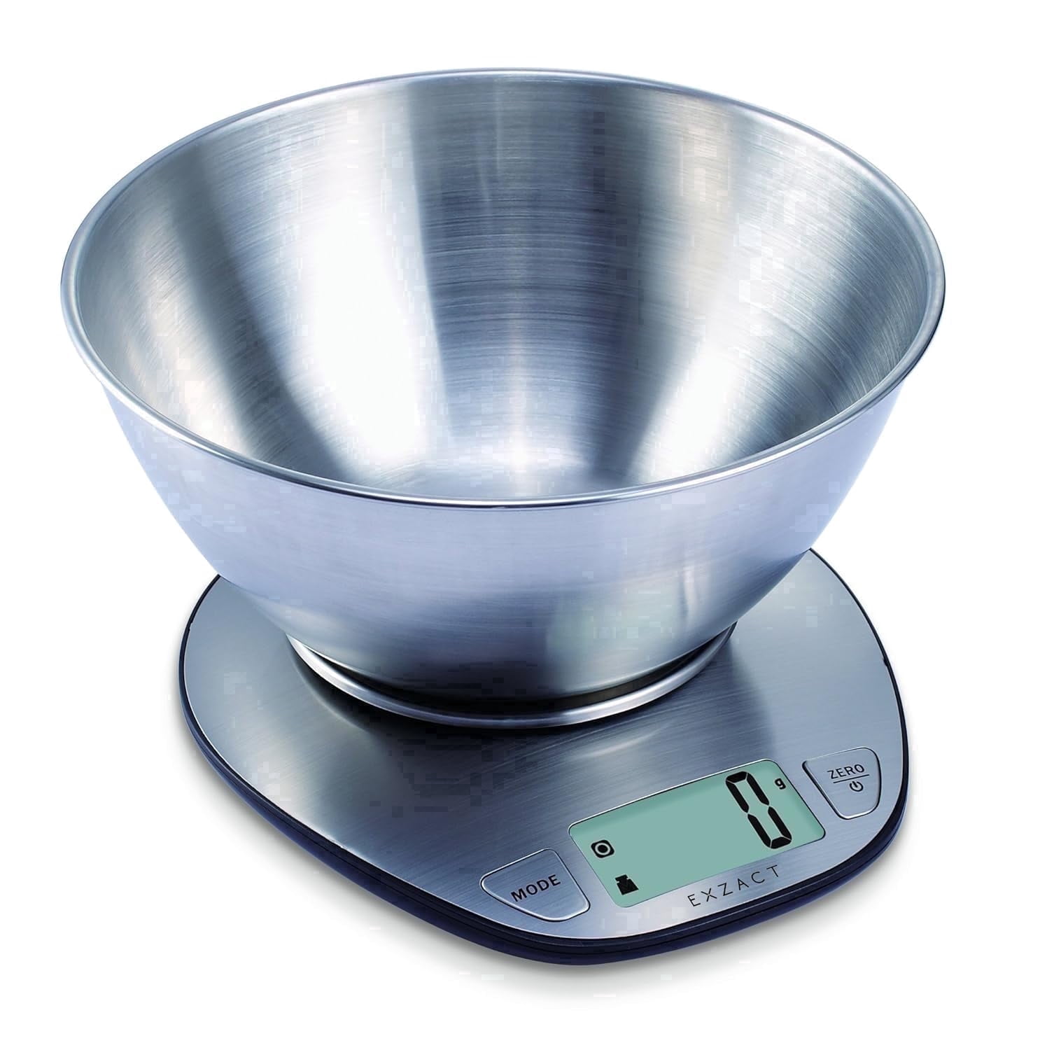 Exzact Electronic Kitchen Scale - Digital Baking Scale - Food Scale- Stainless Steel Silver Color - Milk Weighting