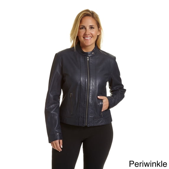 EXcelled Women's Plussize Moto-collar Scuba Jacket