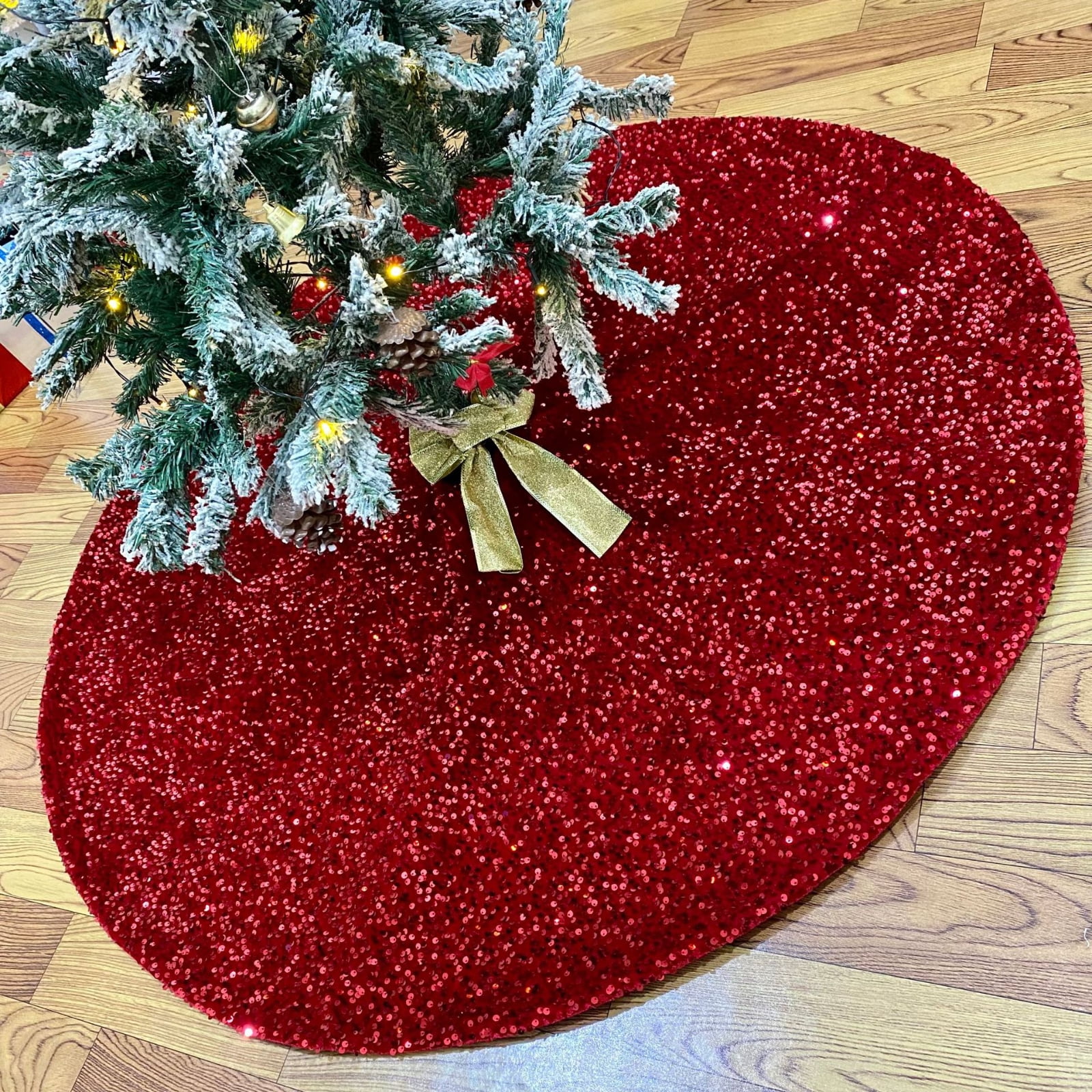 EXlal 2025 New Christmas Trees Skirt,Sequin Tree Skirts 23.6 Inches Buy Christmas Tree Skirt