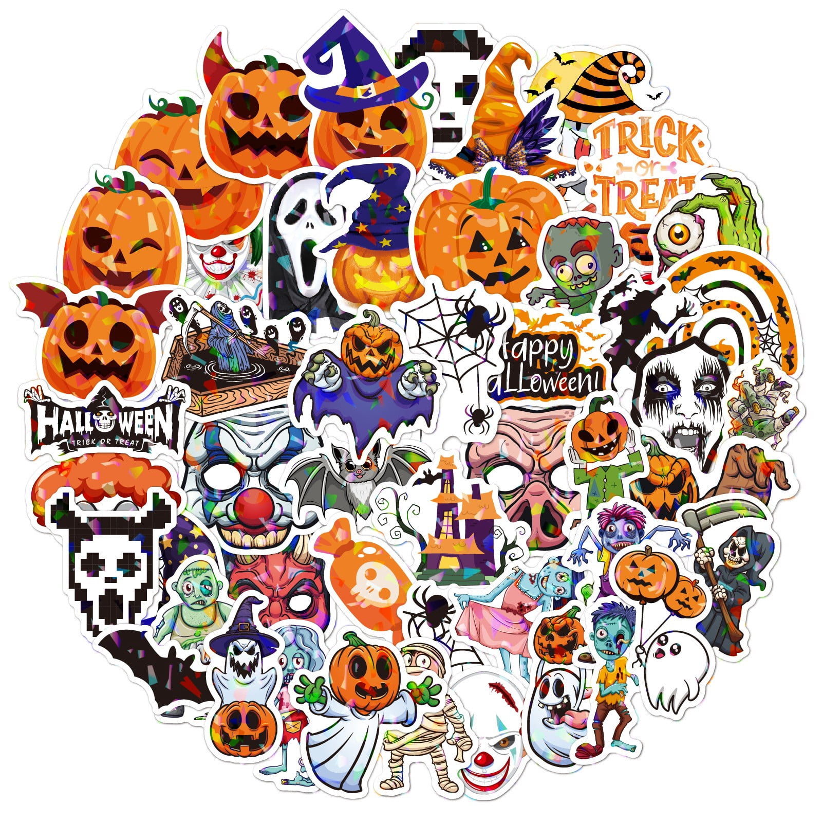 Pantomime Stickers EXlal 50Pcs Non-Repeating Halloween Pumpkin Theme Stickers, Vinyl ...