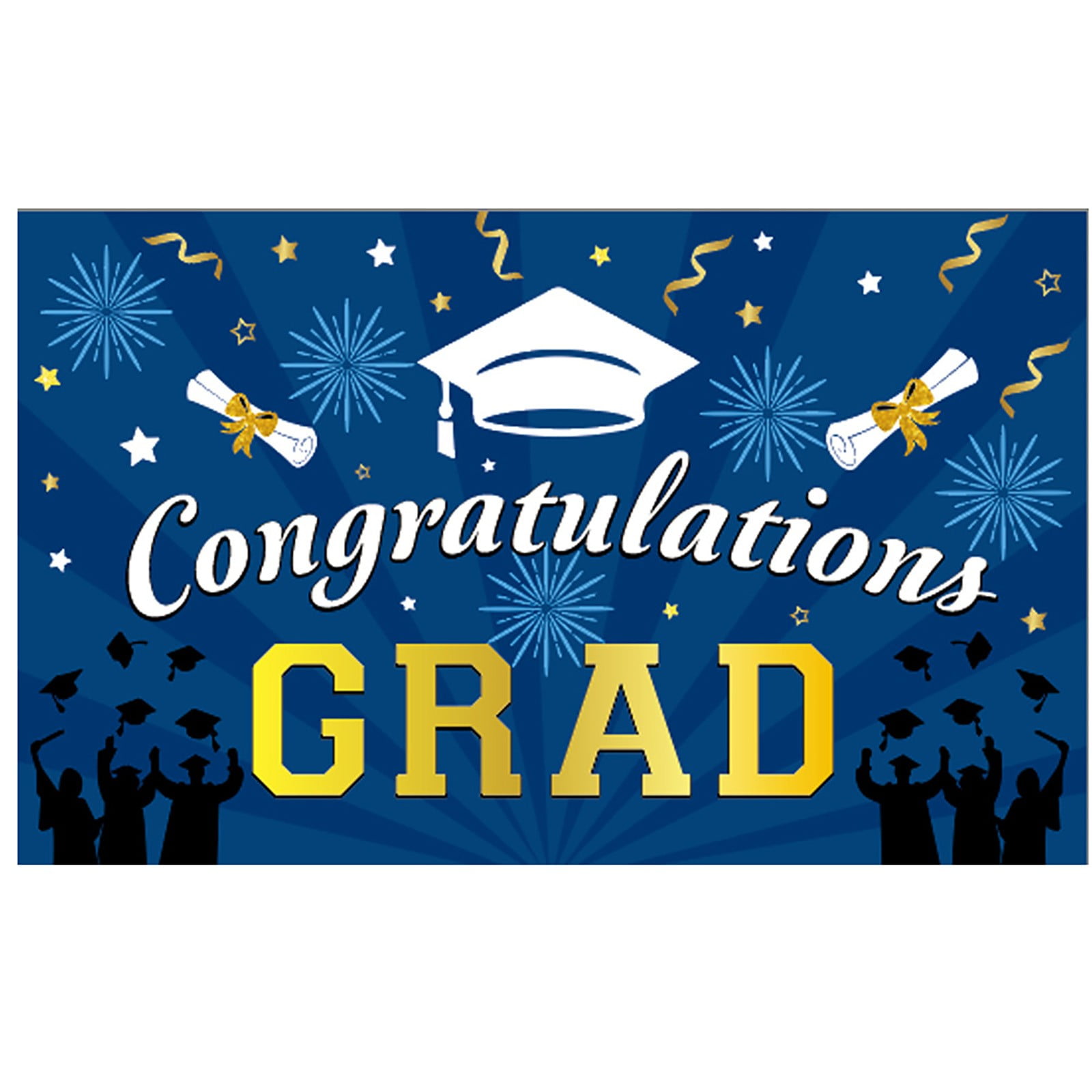 EXtraLarge Congrats Grad Banner 180x110 Cm Graduation Party Decorations 2024 Black And Gold