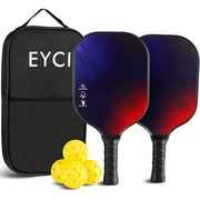 EYCI Graphite Carbonfiber Pickleball Paddle (Set of 2, 4 Pickleballs) Polypropylene Honeycomb Core, Pickleball Racquets,1.76 lb