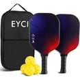 thumbnail image 1 of EYCI  Graphite Carbonfiber Pickleball Paddle Set - 2 Fiberglass Surface Rackets, 4 Pickleballs for Indoor and Outdoor, 1 of 8