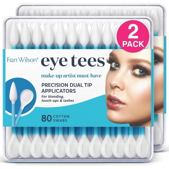 EYE TEES COTTON TIPS 80 Count (2 PACK) - Precision Makeup Applicator, Double-sided Swabs with Pointed and Rounded Ends for Perfect Blending, Effective Cleaning and Precise Touch-ups