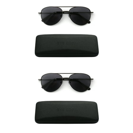 EYE ZOOM 2 Pack Aviator Style Sunglasses Bifocal Reading Glasses Anti UV400 (Gunmetal, +1.50)