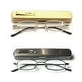 thumbnail image 1 of EYE ZOOM 2 Pack Compact Light Metal Portable Reading Glasses with Pocket Hard Case for Men and Women, Gold and Gunmetal, +3.50, 1 of 5