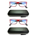 thumbnail image 1 of EYE ZOOM 2 Pack Extra Wide Fashion Plastic Blue Light Blocking and Anti UV Computer Eyeglasses, Wine Red, 1 of 6