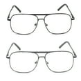 thumbnail image 1 of EYE ZOOM 2 Pack Men Metal Frame Square Aviator Style Geek Reading Glasses with Case , Black and Gunmetal, +2.50, 1 of 5