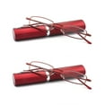 thumbnail image 1 of EYE ZOOM 2 Pack Ultra Slim Compact Lightweight Tube Reading Glasses with Portable Clip Aluminum Case, Wine Red Strength +2.25, 1 of 5