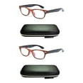 thumbnail image 1 of EYE ZOOM 2 Pack Unisex Vintage Plastic Blue Light Blocking Reading Glasses with Case, Tortoise Brown, +2.00, 1 of 6