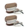 thumbnail image 1 of EYEZOOM 2 Pairs Compact Rectangular Metal Folding Reading Glasses with Case for Men and Women, Silver Frame, Light Brown Case, +2.50, 1 of 5