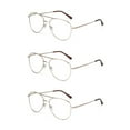 thumbnail image 1 of EYE ZOOM 3 Pack Aviator Style Metal Frame Blue Light Blocking Reading Glasses (Gold, +3.50 Strength), 1 of 6