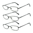 thumbnail image 1 of EYE ZOOM 3 Pack Classic Spring Hinges Rectangular Metal Reading Glasses for Men and Women, Black, +3.00 Strength, 1 of 5