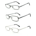 thumbnail image 1 of EYE ZOOM 3 Pack Classic Spring Hinges Rectangular Metal Reading Glasses for Men and Women, Black, Gunmetal and Silver, +1.25 Strength, 1 of 5