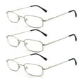 thumbnail image 1 of EYE ZOOM 3 Pack Classic Spring Hinges Rectangular Metal Reading Glasses for Men and Women, Silver, +1.75 Strength, 1 of 5