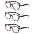 thumbnail image 1 of EYE ZOOM 3 Pack Ladies Cat Eye Stylish Style Reading Glasses with Spring Hinge for Women, Purple, +2.50 Strength, 1 of 5
