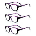 thumbnail image 1 of EYE ZOOM 3 Pack Ladies Tortoise Shell Plastic Frame Cat Eye Style Reading Glasses for Women, Purple, +1.25, 1 of 6