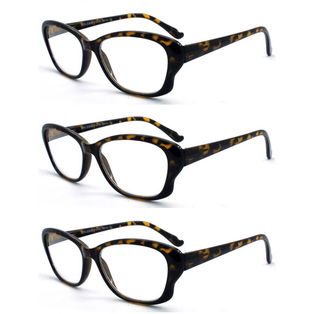 Spectacles Shell Reading EYE ZOOM 3 Pack Ladies Tortoise Shell Plastic Frame Cat Eye Style ...