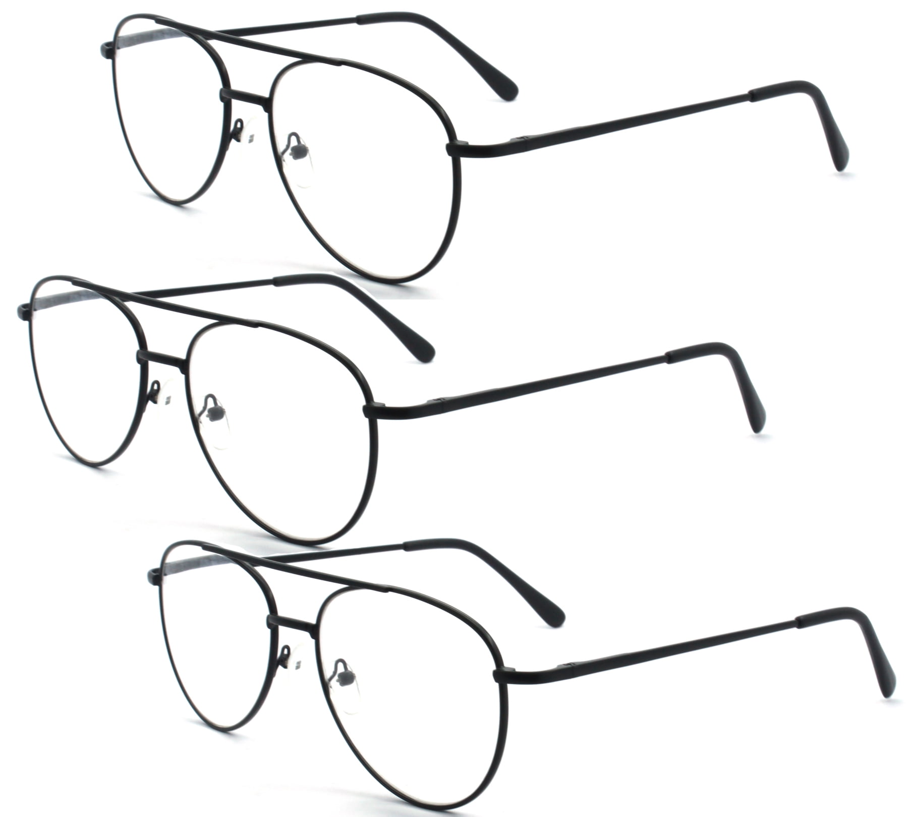 EYE ZOOM 3 Pack Metal Frame Aviator Style Reading Glasses with Spring