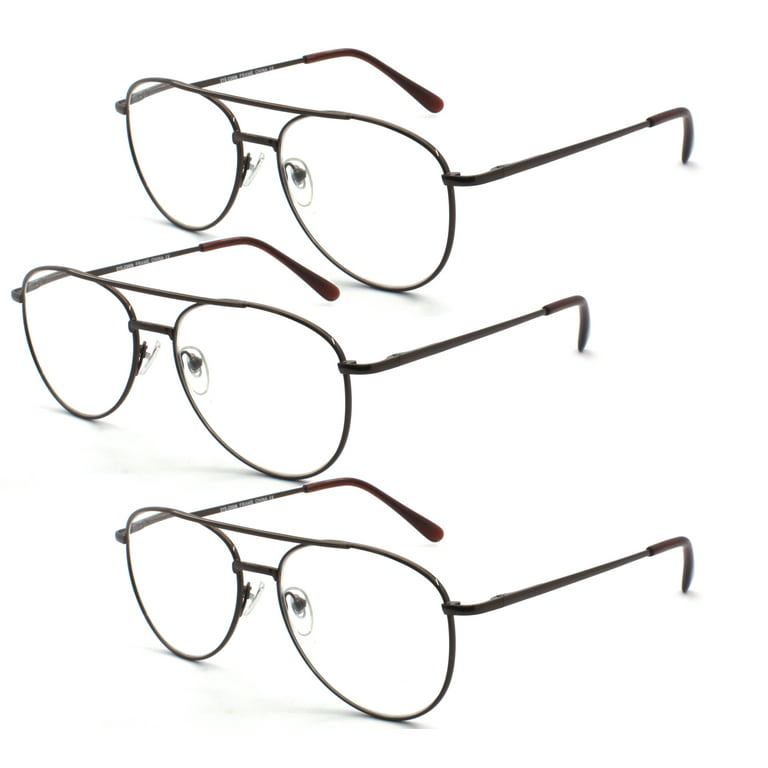 EYE ZOOM Metal Frame Aviator Style Reading Glasses with Spring Hinge for  Men and Women
