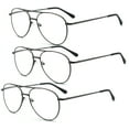 thumbnail image 1 of EYE ZOOM 3 Pack Metal Frame Aviator Style Reading Glasses with Spring Hinge (Gunmetal, Strength: +2.25), 1 of 7
