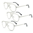 thumbnail image 1 of EYE ZOOM 3 Pack Metal Frame Aviator Style Reading Glasses with Spring Hinge (Silver, Strength: +3.00), 1 of 5