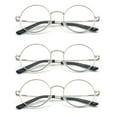 thumbnail image 1 of EYE ZOOM 3 Pack Metal Frame Round Reading Glasses with Spring Hinge (Silver, +1.75 Strength), 1 of 6