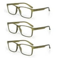 thumbnail image 1 of EYE ZOOM 3 Pack Plastic Frame Classic Rectangular Reading Glasses with Spring Hinge, Green, +1.25 Strength, 1 of 5