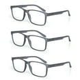 thumbnail image 1 of EYE ZOOM 3 Pack Plastic Frame Classic Rectangular Reading Glasses with Spring Hinge, Grey, +2.00 Strength, 1 of 5