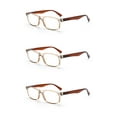 EYE ZOOM 3 Pack Rectangular Vintage Plastic Frame Reading Glasses for
