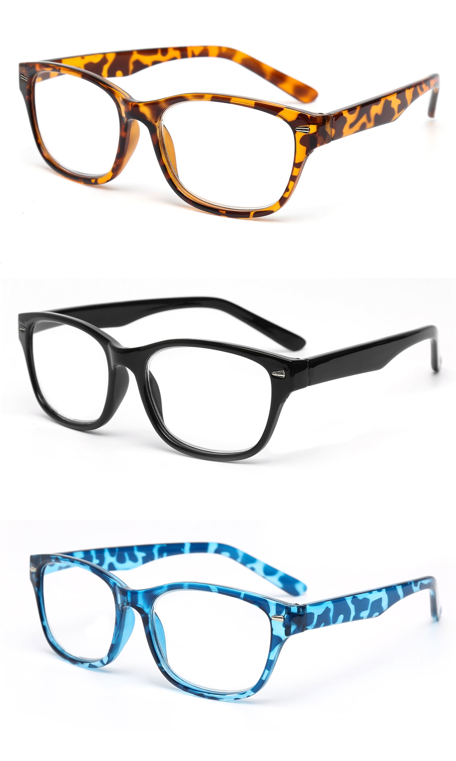 EYE ZOOM 3 Pack Retro Readers Plastic Vintage Style Reading 