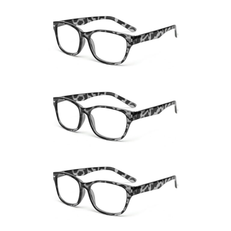 EYE ZOOM 3 Pack Retro Readers Plastic Vintage Style Reading Glasses for Men and Women Gray Tortoise 1.50