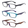 thumbnail image 1 of EYE ZOOM 3 Pack Retro Rectangular Plastic Frame Blue Light Blocking and Anti UV Reading Glasses, Multi color, +2.50, 1 of 6
