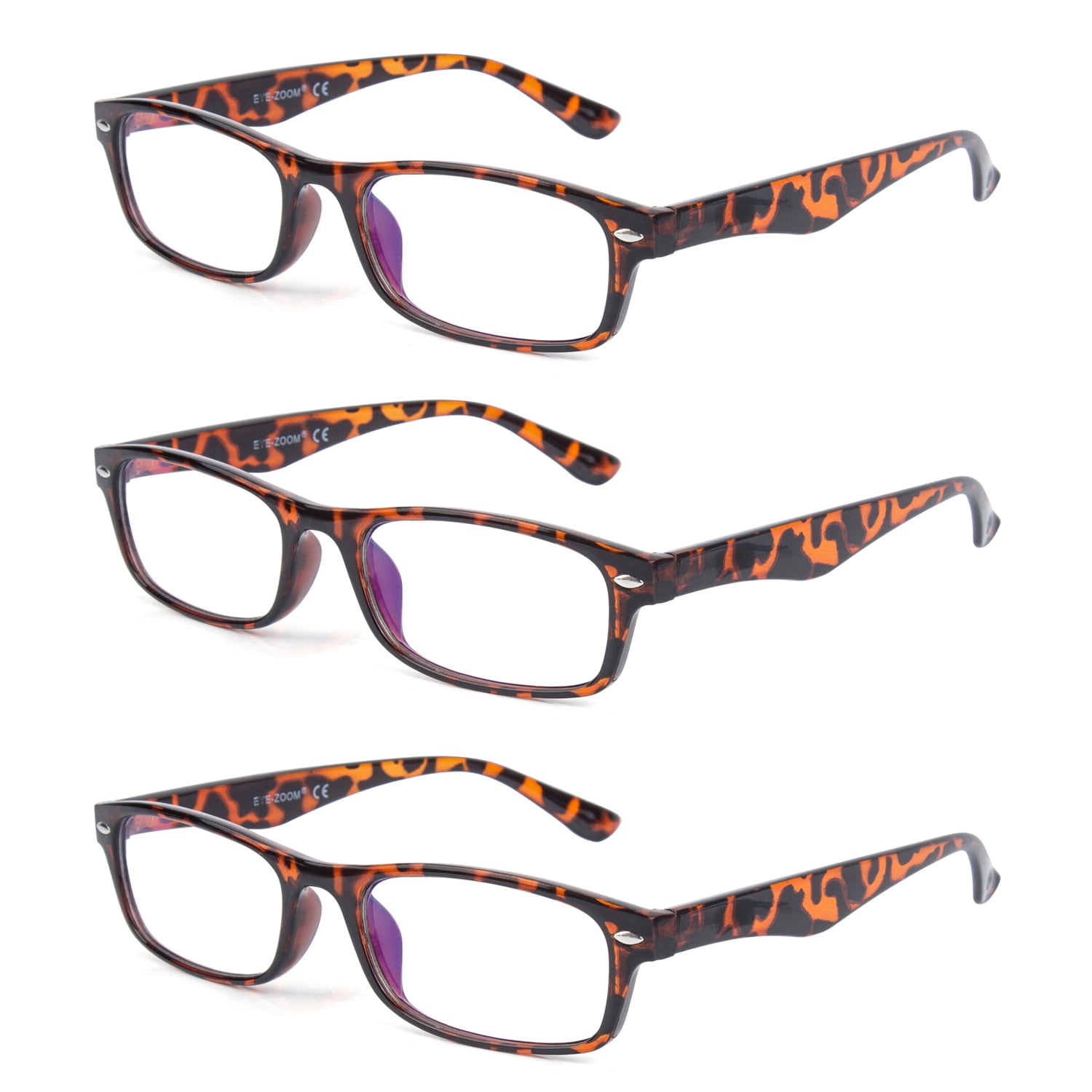 EYE ZOOM 3 Pack Retro Rectangular Plastic Frame Blue Light  display picture 3