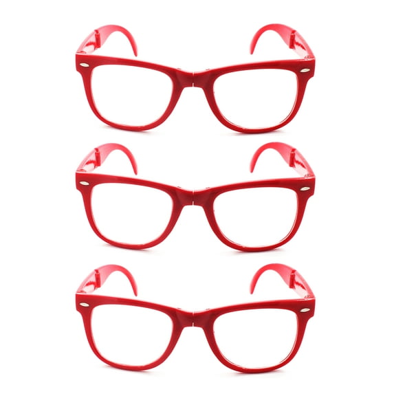EYE ZOOM 3 Pack Unisex Retro Plastic Folding reading glasses with Pouch (Red, +1.50)