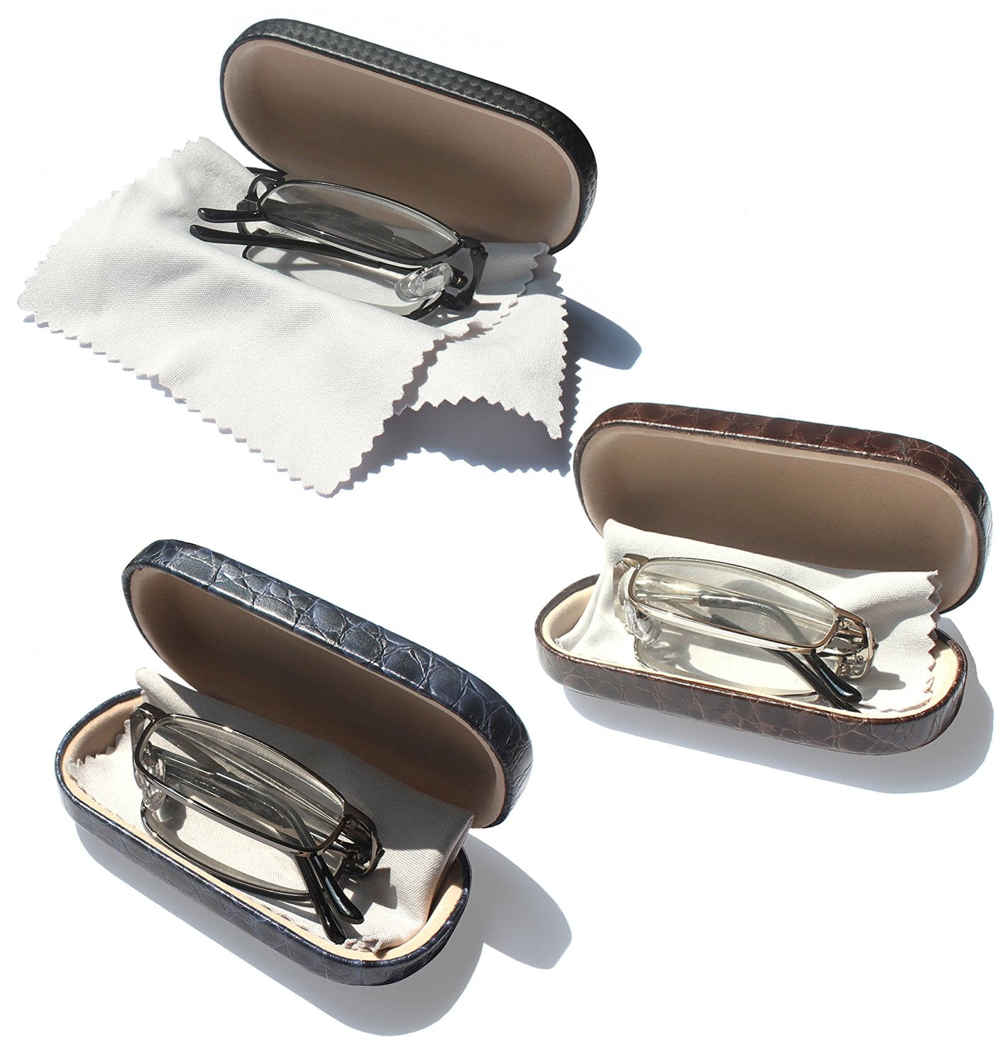 EYE ZOOM 3 Pairs Compact Rectangular Metal Folding Reading Glasses with ...