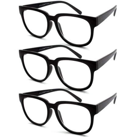 EYE ZOOM 3 Pairs Ladies Plastic Frame Stylish Style Reading Glasses for Women, Black, +1.00 Strengt