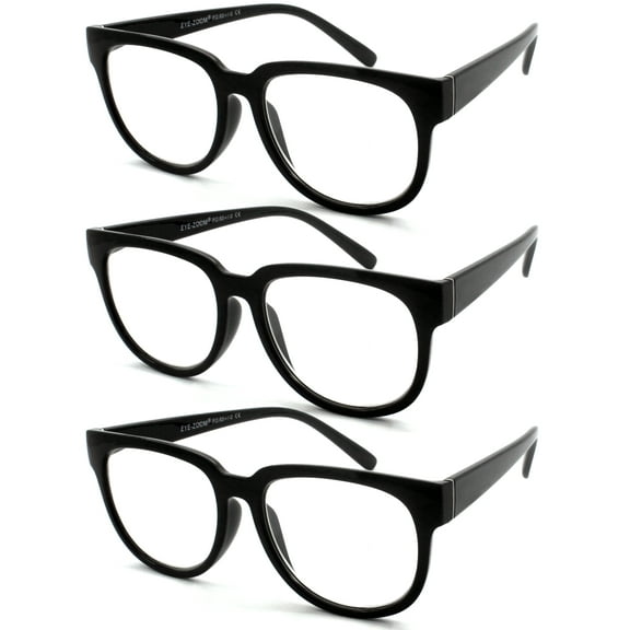 EYE ZOOM 3 Pairs Ladies Plastic Frame Stylish Style Reading Glasses for Women, Black, +2.50 Strengt