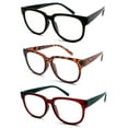 thumbnail image 1 of EYE ZOOM 3 Pairs Ladies Plastic Frame Stylish Style Reading Glasses for Women, Black, Brown Tortoise and Red, Strength: +1.25, 1 of 5