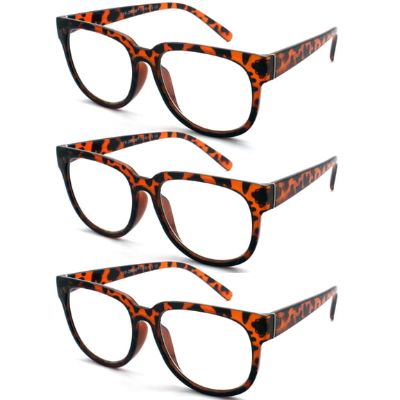 EYE ZOOM 3 Pairs Ladies Plastic Frame Stylish Style Reading Glasses for Women, Brown Tortoise, Strength: +2.50