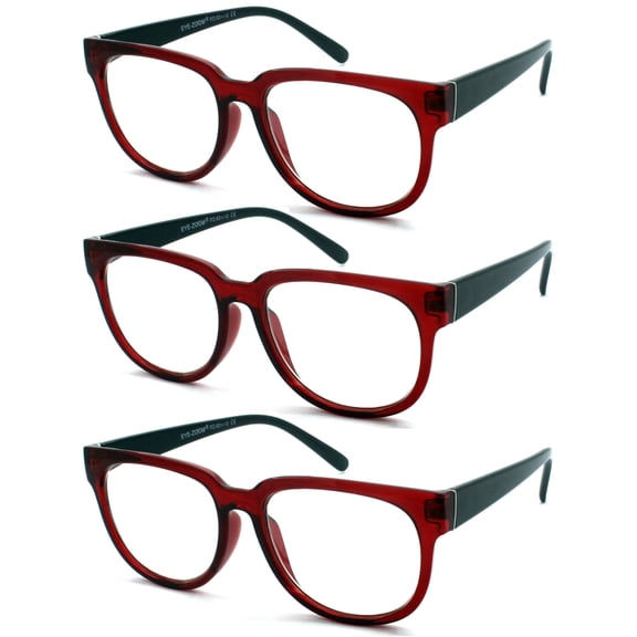 EYE ZOOM 3 Pairs Ladies Plastic Frame Stylish Style Reading Glasses for Women, Red, Strength: +1.75