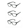 thumbnail image 1 of EYE ZOOM 3 Pairs Ladies Readers Cat Eye Style reading Glasses with Spring Hinge for Women, Black, +3.00 Strength, 1 of 6
