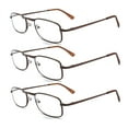 thumbnail image 1 of EYE ZOOM 3 Pairs Unisex Metal Frame Vintage Design Reading Glasses with Spring Hinge for Men and Women (Brown, Strength: +1.50), 1 of 5